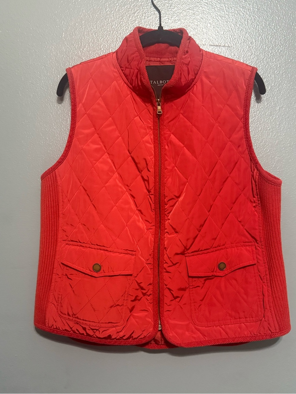 Talbots Rust Orange Quilted Zip-Front Vest